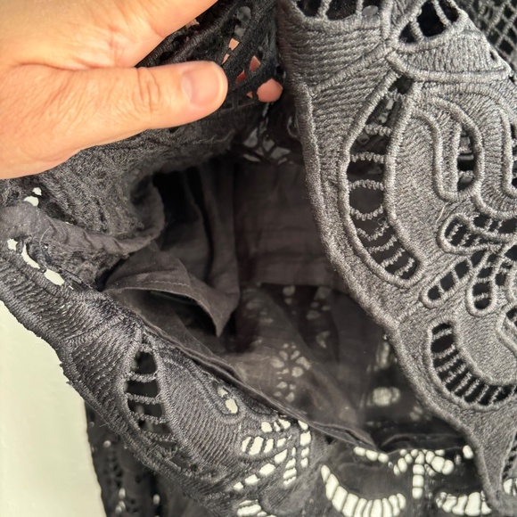 Anthropologie Embroidered Black Lace High Neck Victorian Style Blouse - Picture 6 of 10